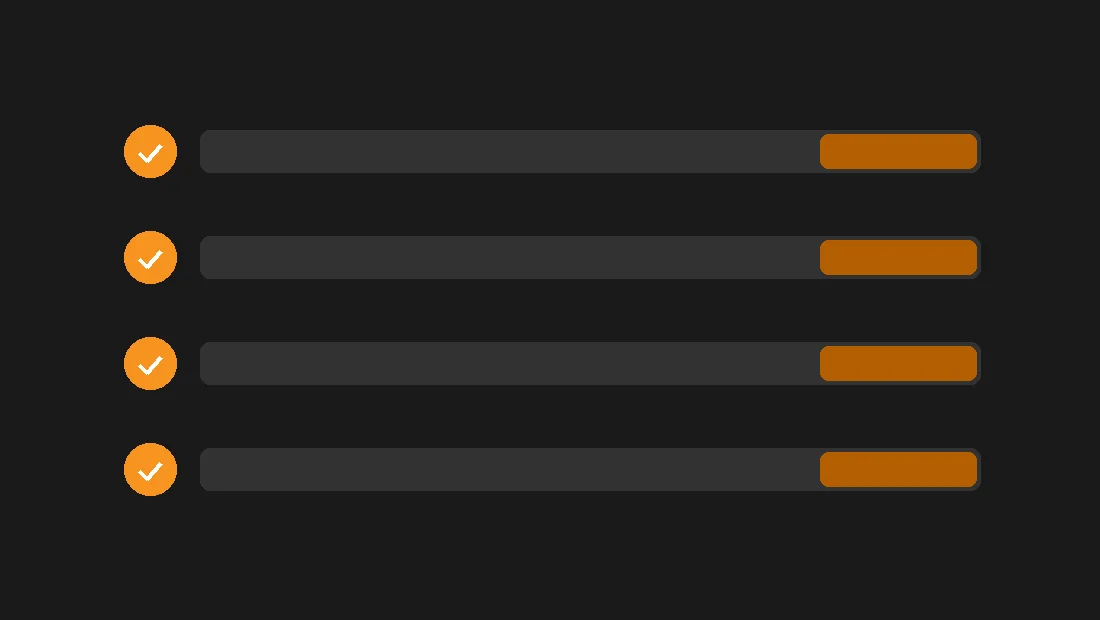 Four-item checklist with orange checkmarks on a dark background, representing the four traits of a valuable domain